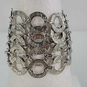 RJ Graziano Silver-Tone Multi-Strand Circle Link Chain Bracelet 8 in Sizable